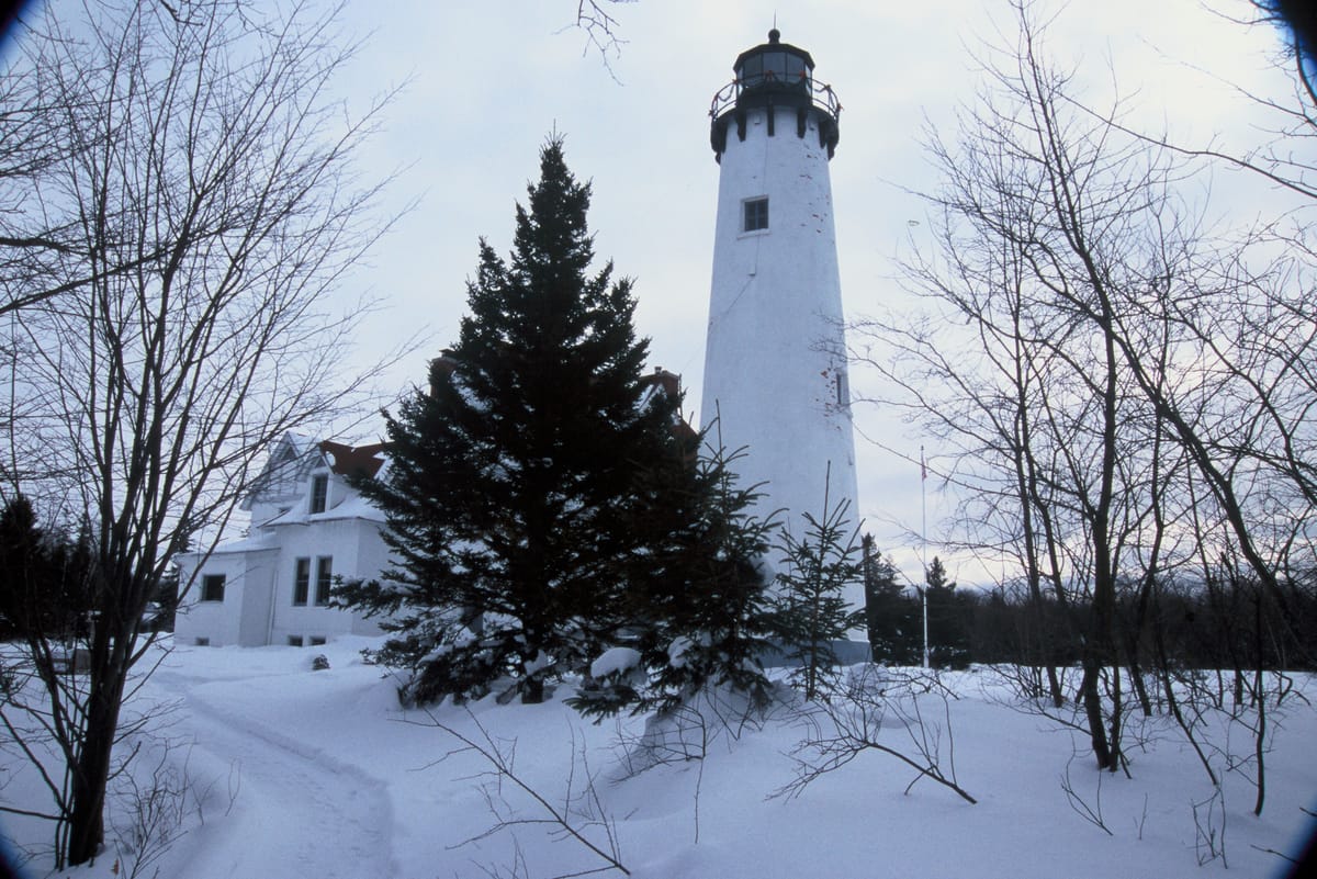 Point Iroquois Lighthouse stands haunted on the upper penninsula of Michigan
